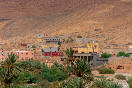 pretty Moroccan rural landscape with its original African architecture along the Atlas Mountains