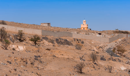pretty Moroccan rural landscape with its original African architecture along the Atlas Mountainsの写真素材