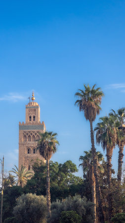 Koutoubia Minaret, famous monument of Marrakech from the 12th centuryの写真素材