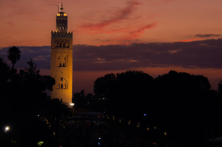 Koutoubia Minaret, famous monument of Marrakech from the 12th centuryの写真素材