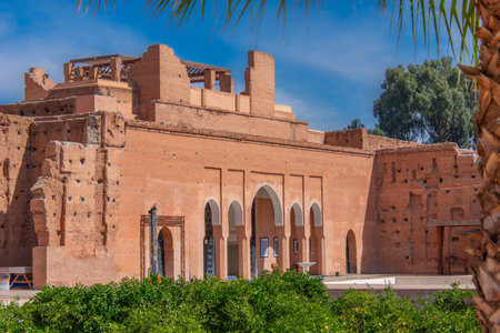 Architecture of the El Badi Palace, a vestige of the history of Marrakech in Moroccoの写真素材