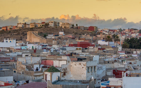 aerial view of the town of Safi in western Moroccoの写真素材