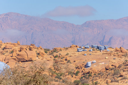 The painted rocks near the town of Tafraoute in Moroccoの写真素材