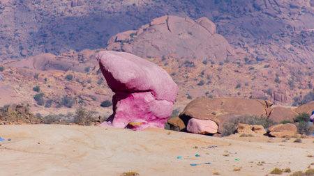 The painted rocks near the town of Tafraoute in Moroccoの写真素材