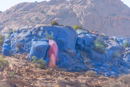 The painted rocks near the town of Tafraoute in Moroccoの写真素材