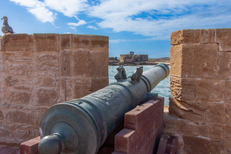 Canon of the historic fortress of the city of Essaouira in Moroccoの写真素材