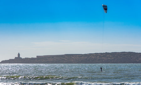 View of the Atlantic Ocean from the city of Essaouira in Moroccoの写真素材
