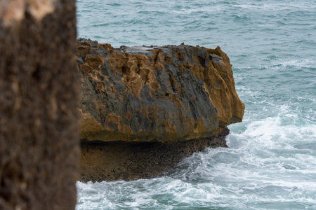View of the Atlantic Ocean from the city of Essaouira in Moroccoの写真素材