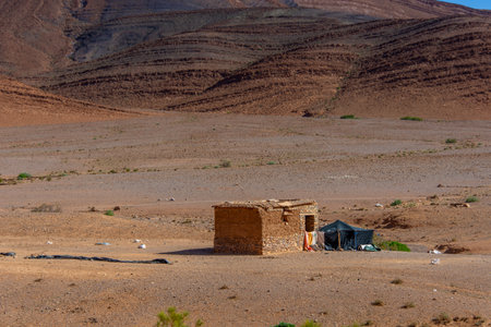 architecture of the Moroccan countryside with its valleys and mountainsの写真素材