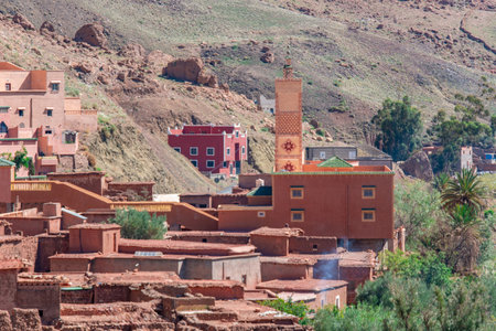 architecture of the Moroccan countryside with its valleys and mountainsの写真素材