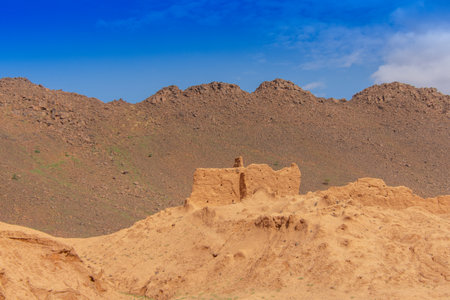 pretty Moroccan rural landscape with its original African architecture along the Atlas Mountainsの写真素材
