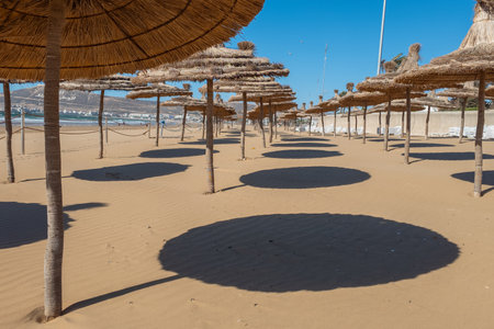 View of the superb beach of Agadir in the west of Moroccoの写真素材