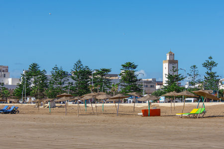 view on a part of the beach of Essaouira in Morocco.の写真素材