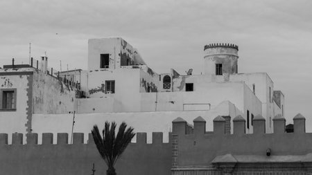 architecture of the beautiful city of Essaouira in west Moroccoの写真素材