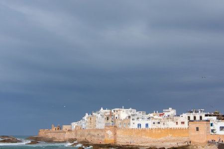 architecture of the beautiful city of Essaouira in west Moroccoの写真素材