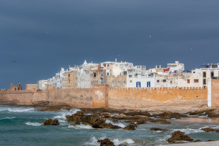 architecture of the beautiful city of Essaouira in west Moroccoの写真素材