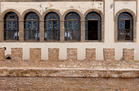 Architectural details of the city of Essaouira in western Moroccoの写真素材