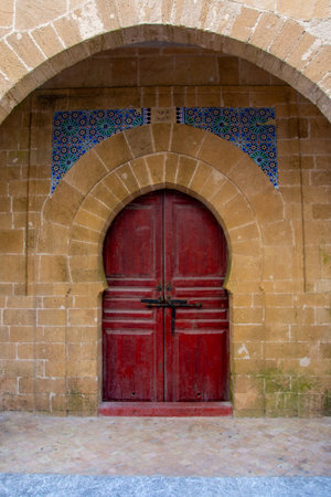 Architectural details of the city of Essaouira in western Moroccoの写真素材