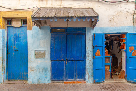 Architectural details of the city of Essaouira in western Moroccoの写真素材