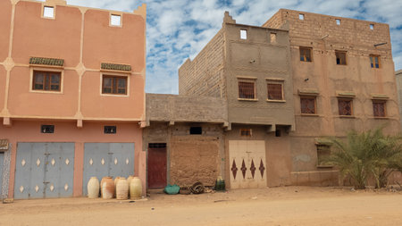 Architecture of the small town of Tamegroute in eastern Moroccoの写真素材