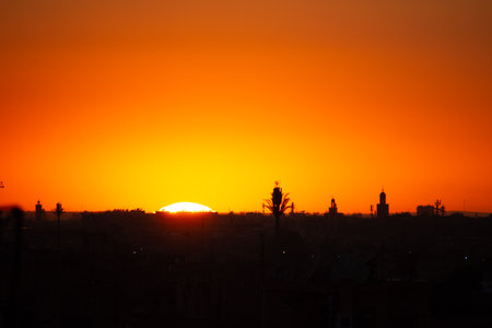 sunset over the region of the african countryの写真素材