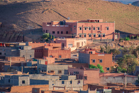Moroccan cityscape in the heart of the desert landscapeの写真素材