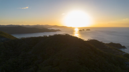 Sunrise in Culebra Bay, Costa Rica, over the Pacific Ocean