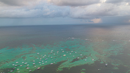 Aerial view of the sea near Bavaro Beach in the Dominican Republicの写真素材