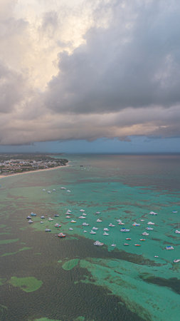 Aerial view of the sea near Bavaro Beach in the Dominican Republicの写真素材