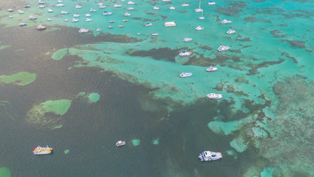 Aerial view of the sea near Bavaro Beach in the Dominican Republicの写真素材