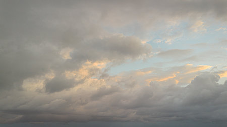 Cloudy skies on a hot day over the Atlantic in the tropicsの写真素材