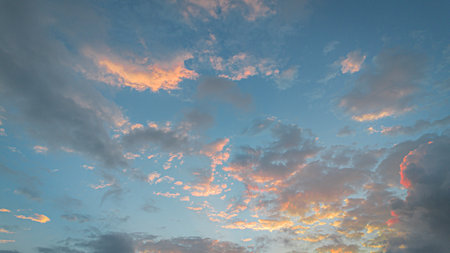 Cloudy skies on a hot day over the Atlantic in the tropics