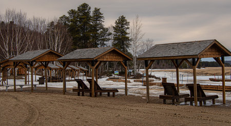 Architecture around a large complex in northern Quebec, Canadaの写真素材