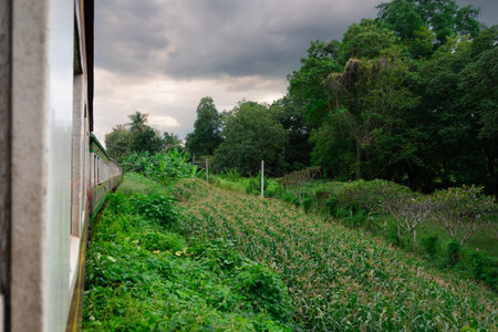 Landscape in the River Kwai region of Thailandの写真素材
