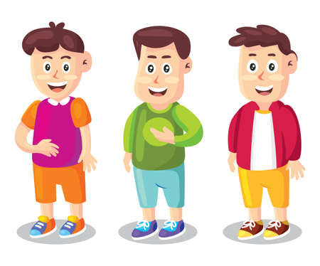 Kid boy cute character packのイラスト素材