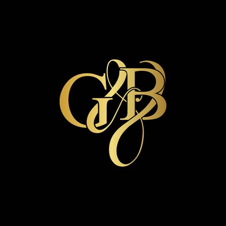 G & B / GB logo initial vector mark. Initial letter G and B GB logo luxury vector mark, gold color on black background.のイラスト素材