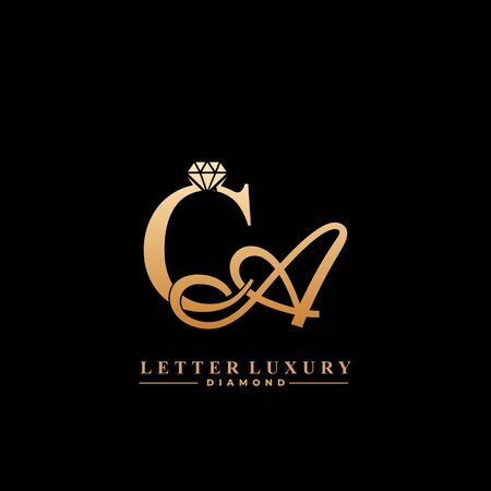 Initial Letter Luxury CA with diamond. Diamond Icon in Flat Style Logo.のイラスト素材