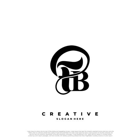 Logo Text Initial Letter FB Luxury Monogram. overlapping interlock logo, monogram line art style.のイラスト素材