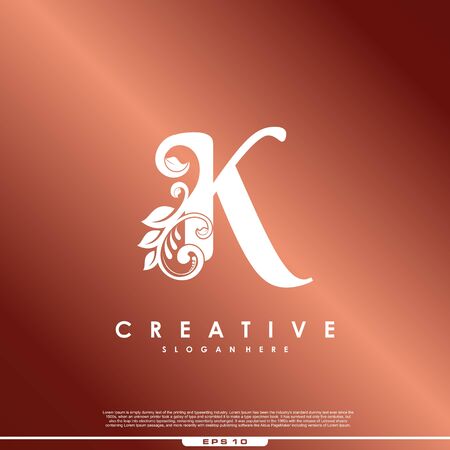 Initial letter  K luxury beauty flourishes.のイラスト素材