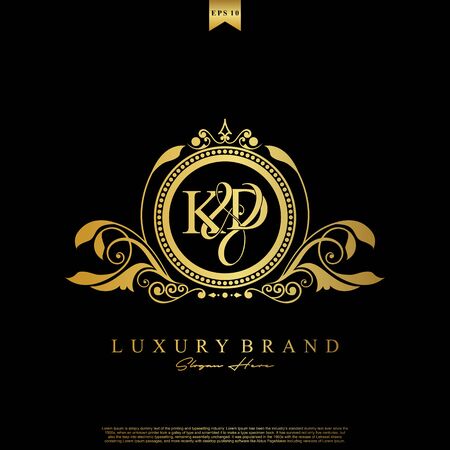 Illustration pour Logo Initial letter KD luxury vector mark, gold color elegant classical symmetric curves decor. - image libre de droit