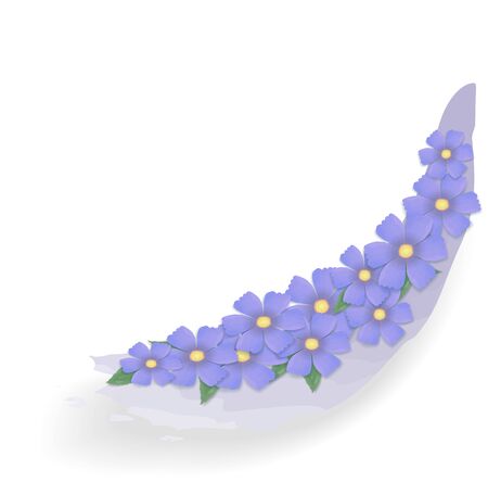 spring blue flowers on a white background with a watercolor effect, can be used as a design elementのイラスト素材