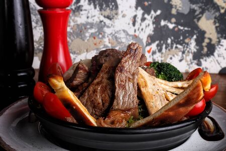 Health-filled combo bowl of mixed meat and vegetables