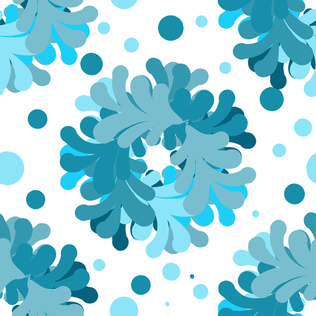 Vector pattern abstract wreath of petals, shades of blue.のイラスト素材