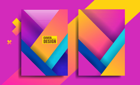 Cover design in pink geometric flyer for business brochure vector designのイラスト素材