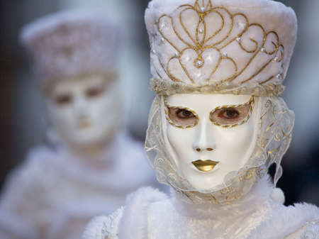 A couple in costumes at the Venice Carnivalの写真素材