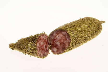 Authentic French sausage isolated against white