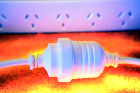 Electrical plugs and power-boardの写真素材