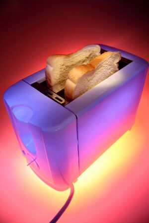 Bread in toasterの写真素材