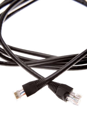 Plugs and cables on white