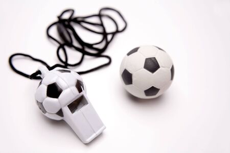 Football whistle and ballの写真素材